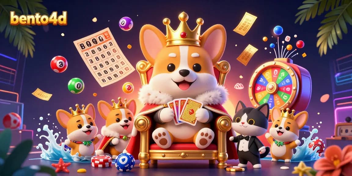 Ikuti permainan lotere yang mendebarkan dengan bento4d, menampilkan bola berwarna cerah dan corgi yang megah.