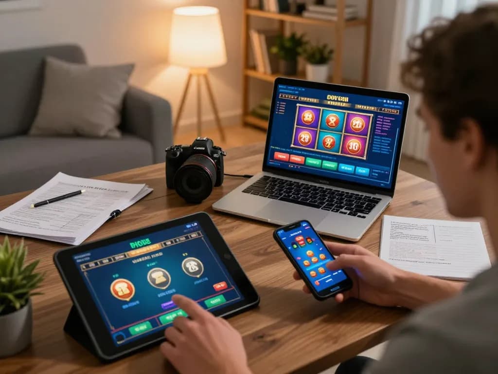 Engaging online gaming experience with hi88s, showcasing vibrant casino app on tablet and smartphone