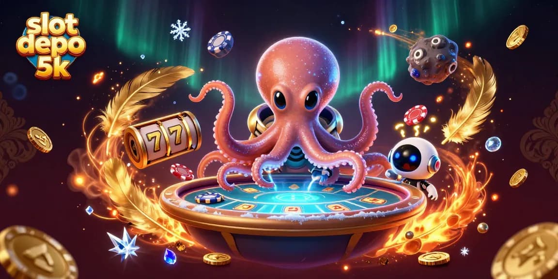 Engage with slot depo 5k in a dynamic scene featuring alien characters and casino elements.