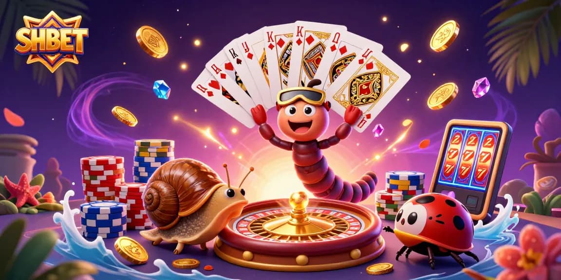 Engage in thrilling gameplay with SH BET's vibrant casino scene featuring lively characters and dynamic gaming elements.