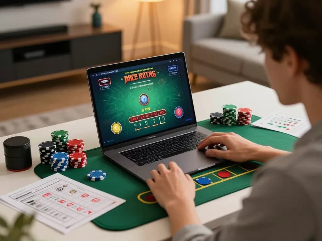 Engaging in a blackjack game on F168's online platform, showcasing dynamic strategy in a cozy setting.