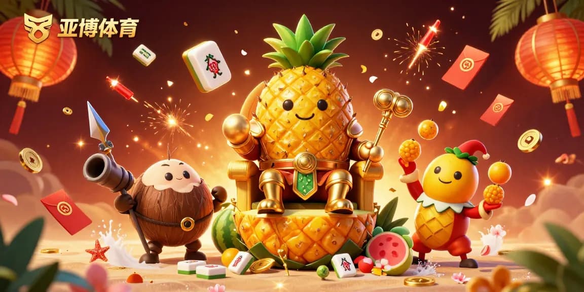 在亚博体育娱乐场景中，金色菠萝王与他的随从们呈现丰富的赌场氛围，展现精彩的赌局。