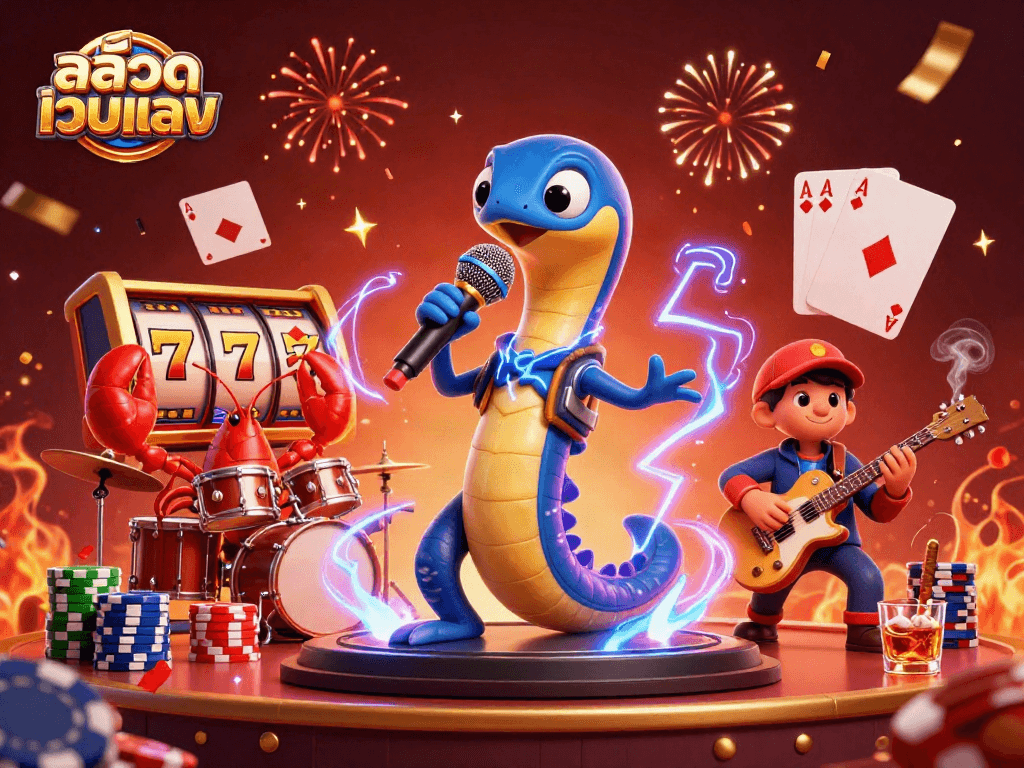 Experience the excitement of สล็อตเว็บตรง with a lively underwater casino performance featuring cartoon characters.