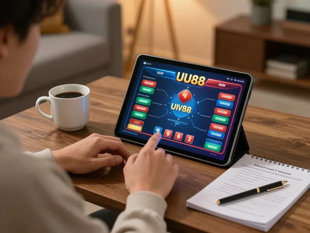 Enjoying gameplay on UU88 while strategizing bankroll management in a cozy home setup.