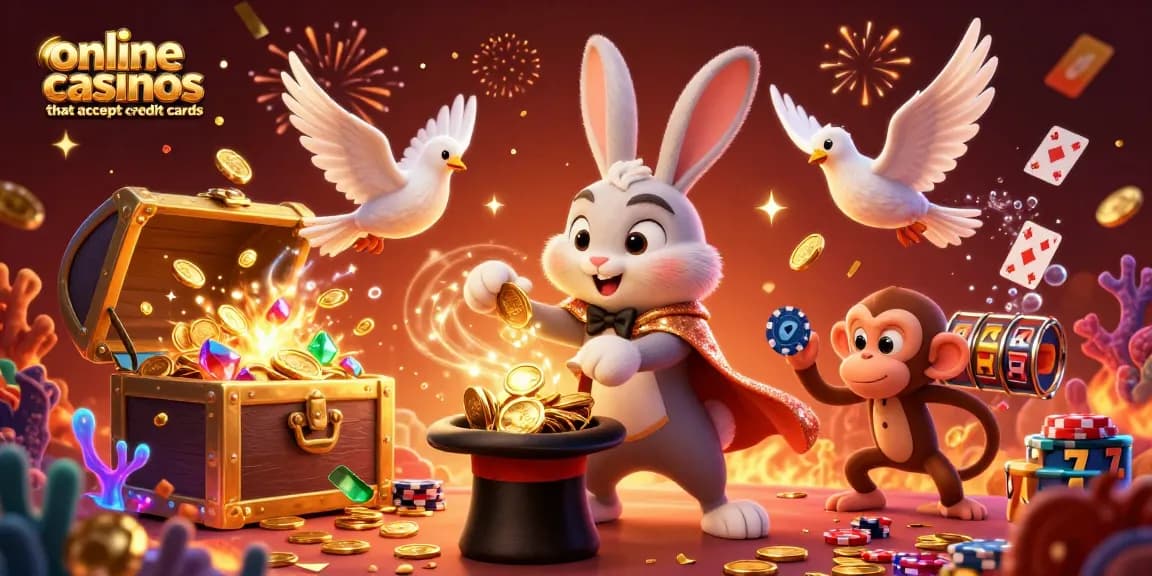 Engage with online casinos that accept credit cards while enjoying dynamic 3D illustrations of a magician rabbit, sequined dove, and playful monkey.