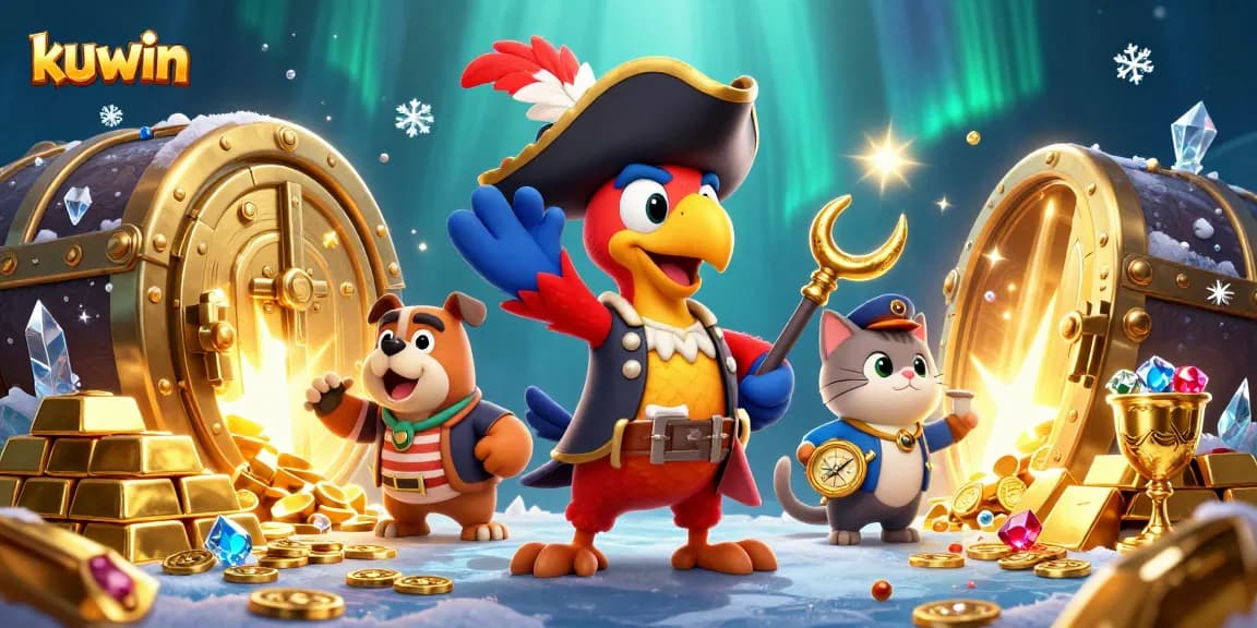 Experience the thrilling world of kuwin casino with pirate adventures and treasure hunting in this vibrant illustration.