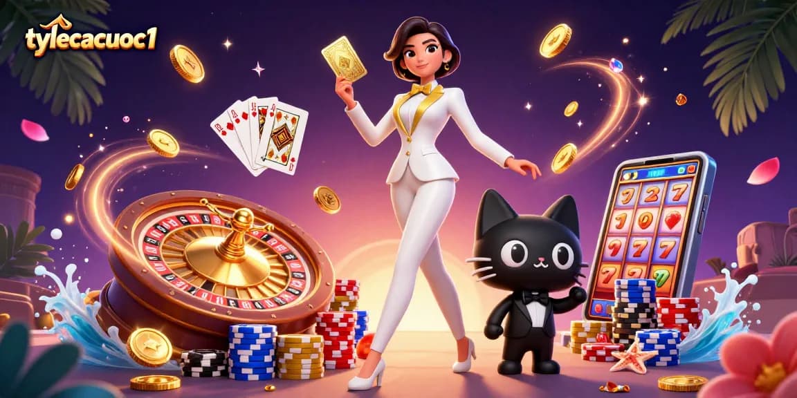 Experience thrilling gameplay with tylecacuoc1 through a dazzling casino scene showcasing vibrant characters and action elements.