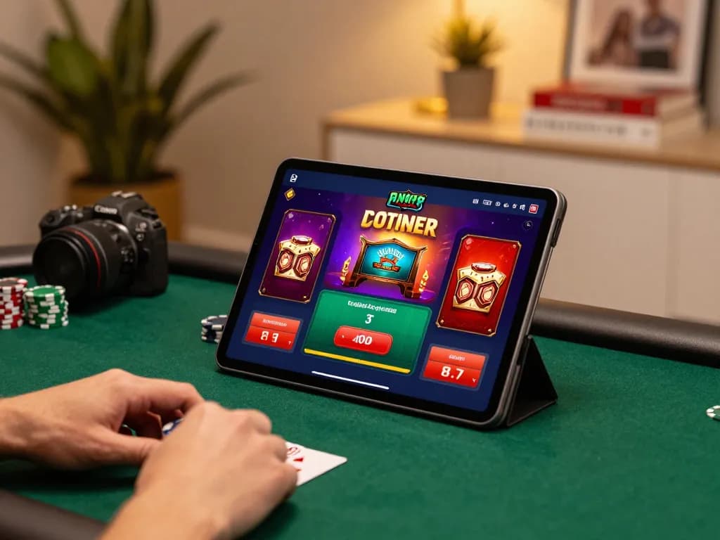 cm88 player engaging in strategic online gambling at home with vibrant game interface