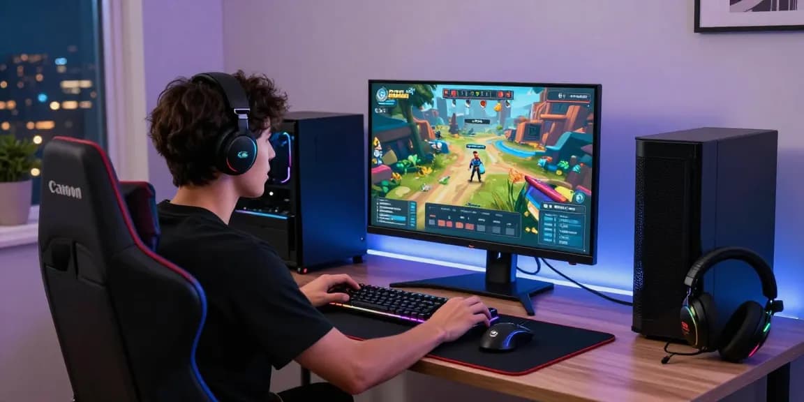 Excited gamer logging into Raja Game on a vibrant gaming setup.