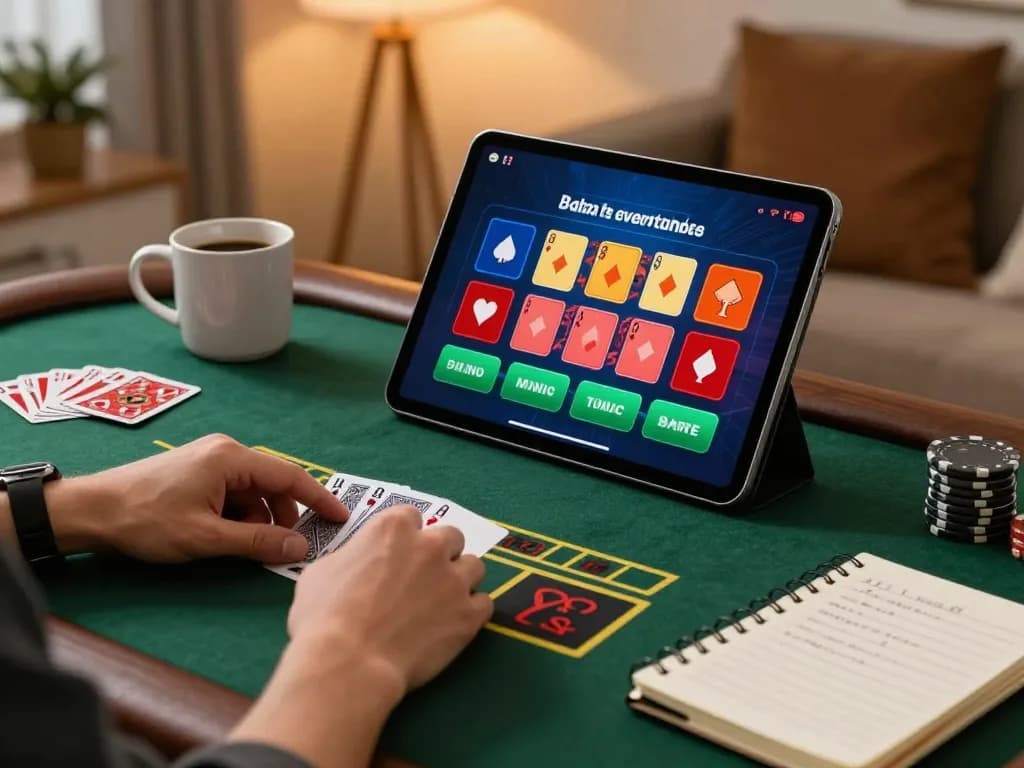 Players đăng ký for strategic blackjack gameplay on tablet in cozy home setting
