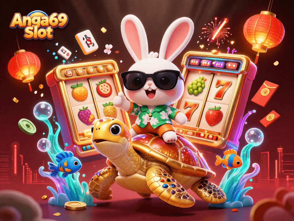Play Angka69 Slot with exciting visuals featuring a lucky rabbit and colorful game elements.