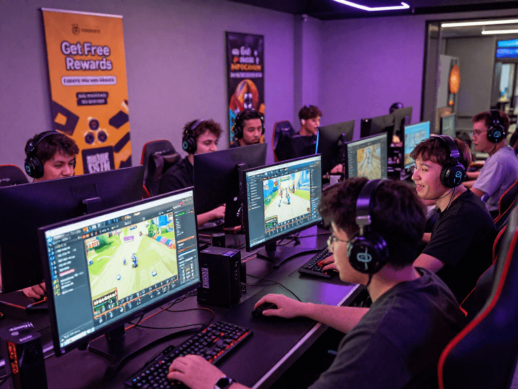 Engaged players exploring mpocash.blog rewards and gaming accounts in a vibrant gaming environment.