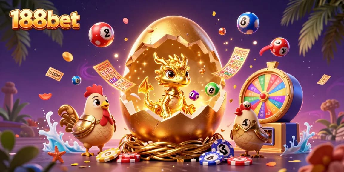 Experience thrilling gaming with 188bet's vibrant 3D illustration featuring dynamic characters and casino elements.