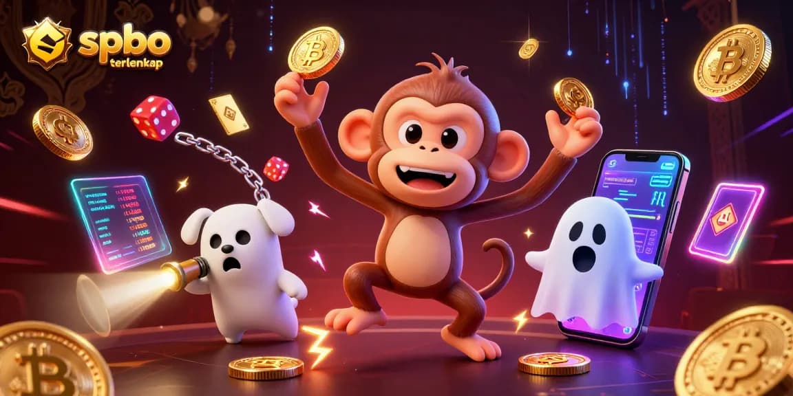 Experience spbo terlengkap in a haunted casino with golden juggling coins and a curious puppy!