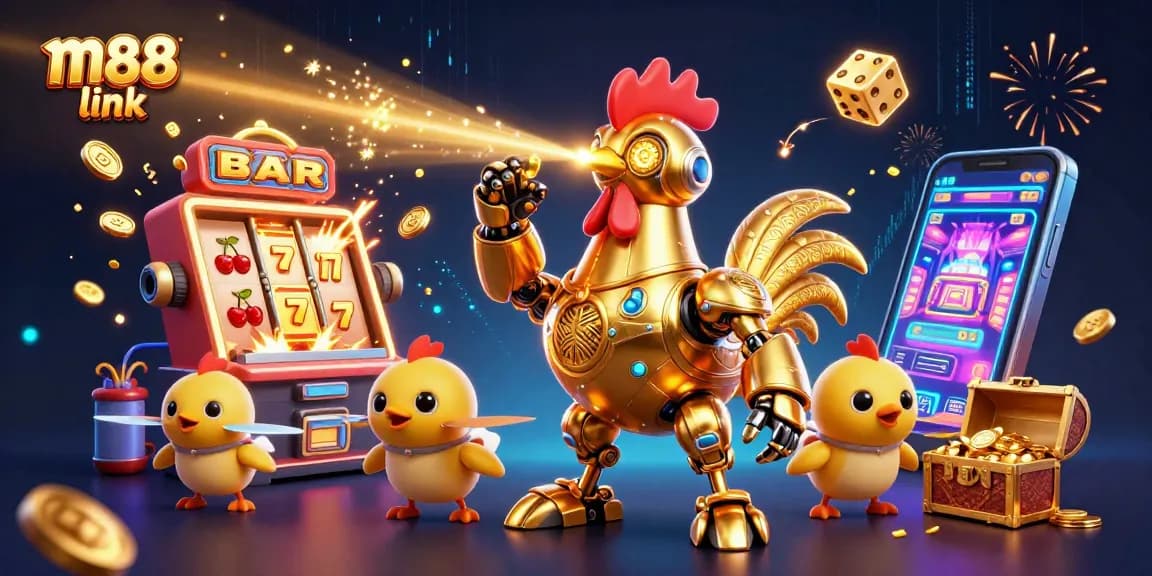 Engage with the m88 link as the golden rooster robot ignites excitement at an online casino.