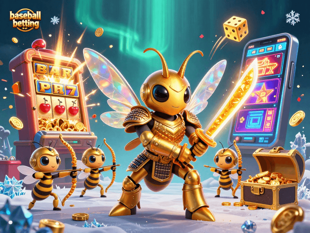Experience thrilling baseball betting with a vibrant 3D illustration of epic casino elements.