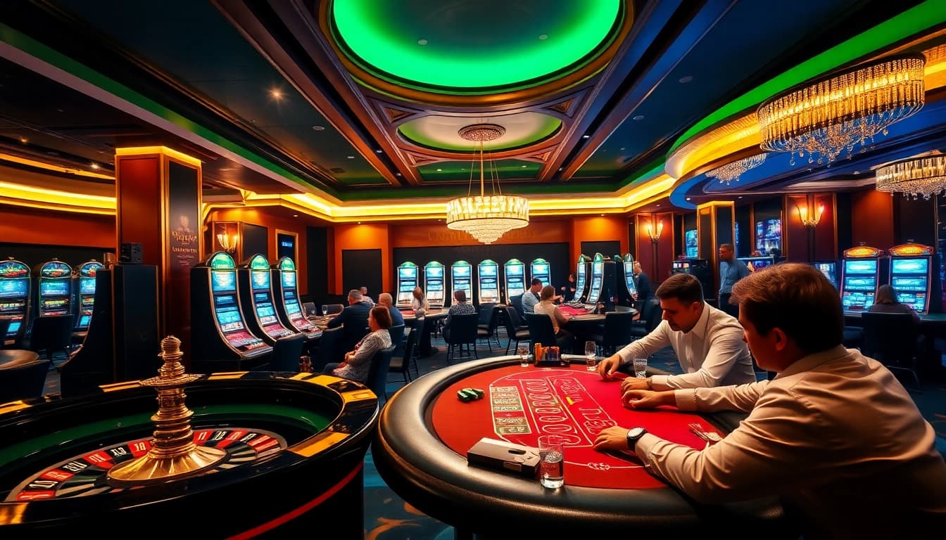 Experience the thrill at http://2haywin.pro/ with an upscale casino atmosphere featuring poker tables.