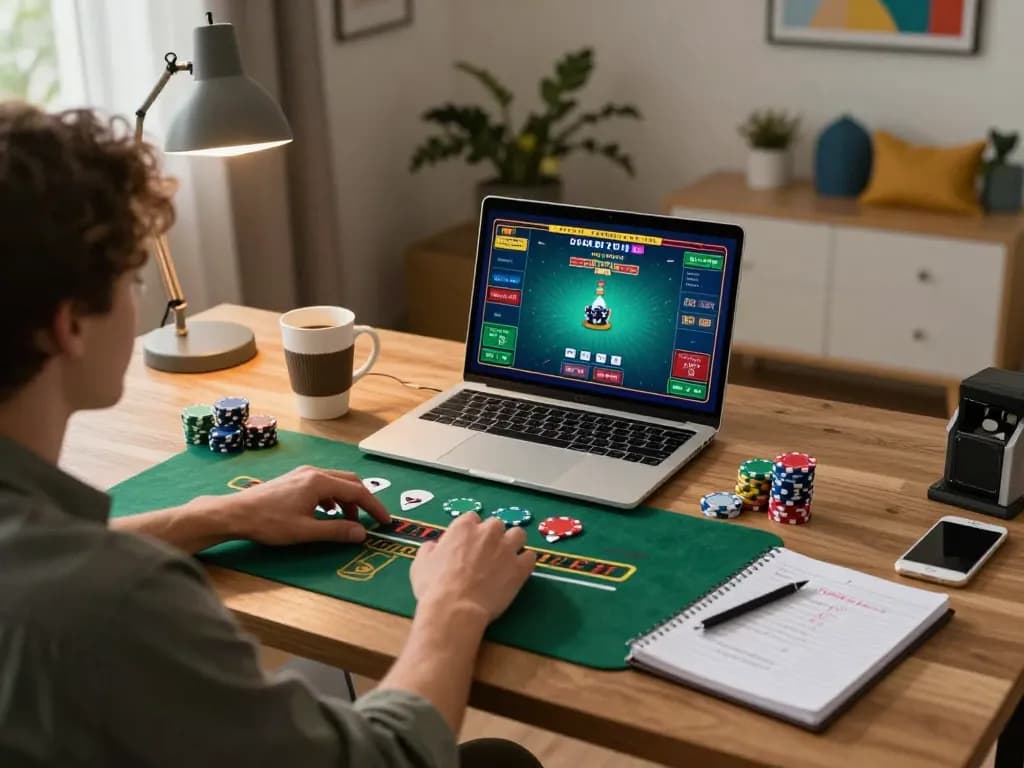 DRAGON222 engaging gameplay at home desk with vibrant live dealer blackjack displayed on laptop