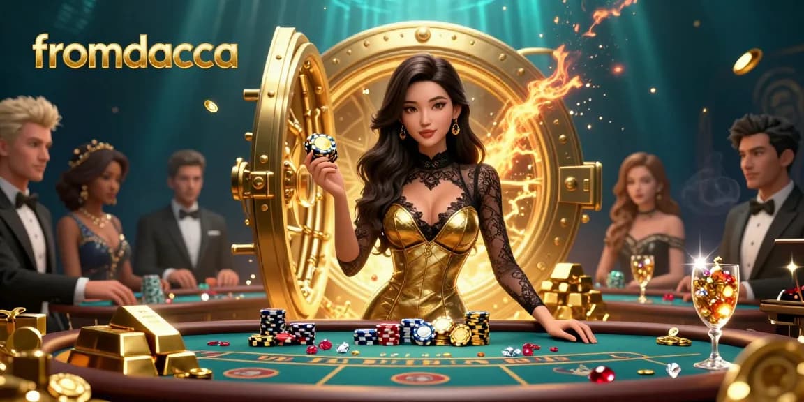 Experience high-stakes gameplay at fromdacca with glamorous casino elements and vibrant treasures.