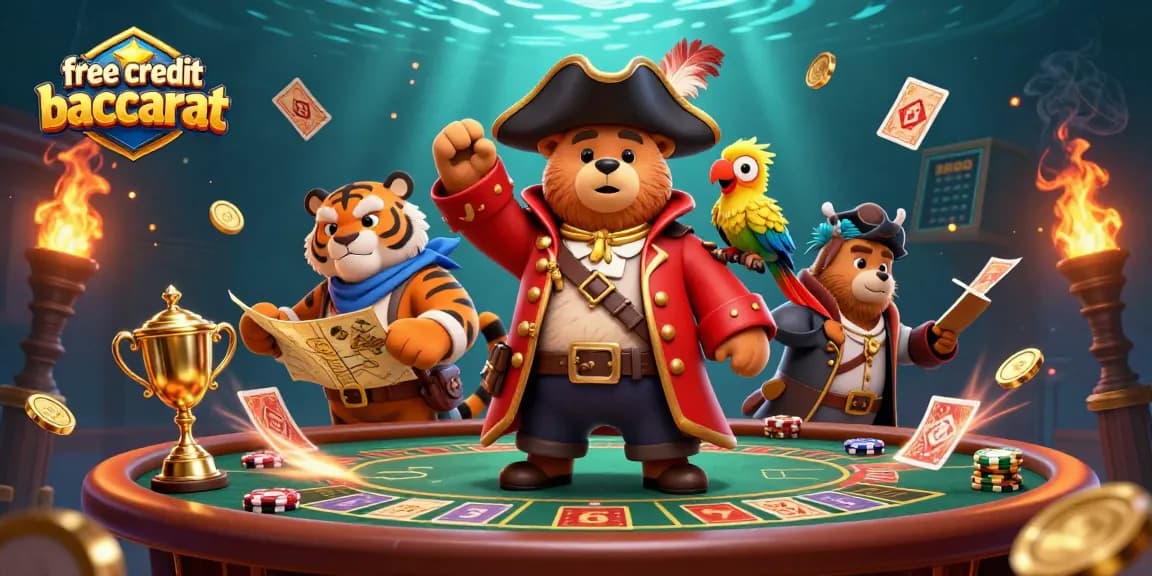 Engage with free credit baccarat via a thrilling live dealer experience with animated casino elements.