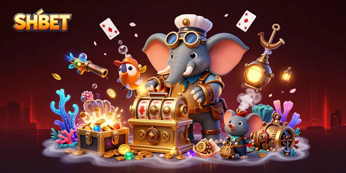 Experience thrilling wins at SHBET with animated slot machines, gold coins, and steampunk characters.