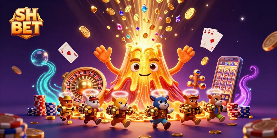 Experience the excitement of SH BET with a vibrant casino-themed illustration capturing the thrill of gaming.