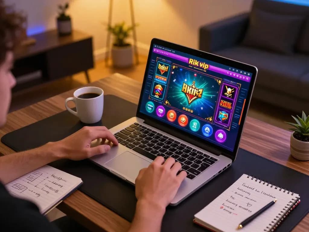 Engaging with the Rik vip online casino while practicing strategic gameplay at home.