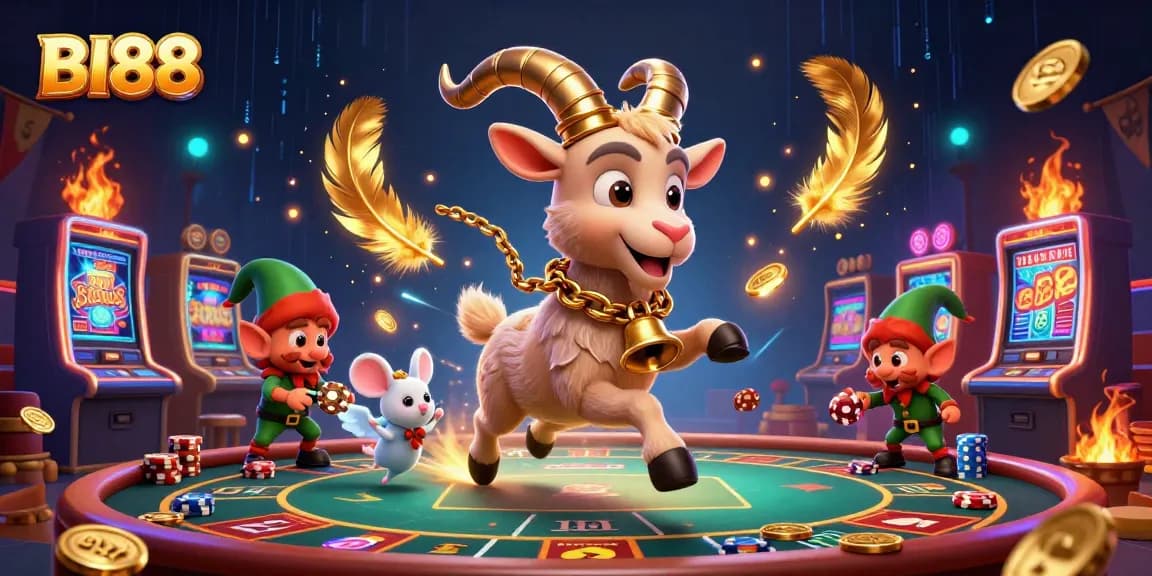 Experience thrilling gameplay at BI88 with lively casino action and vibrant characters in a dynamic scene.