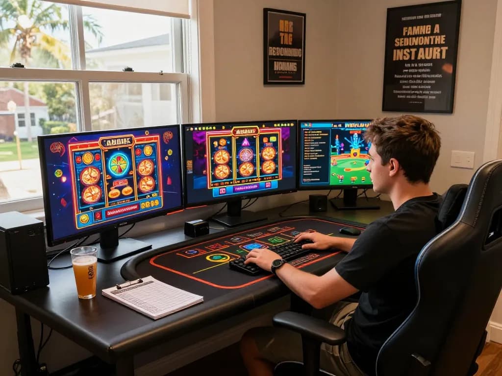 Engaging online player using dn88 for immersive casino experiences at home with multiple games displayed.