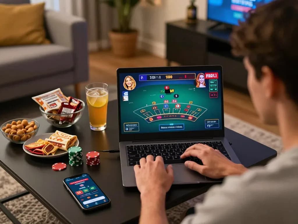 Playing live dealer games at home, showcasing the best Canada online casinos experience