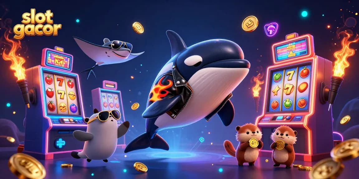 Menggandakan keberuntungan di slot gacor dengan orca kartun terbang dan ikan pari gaya.