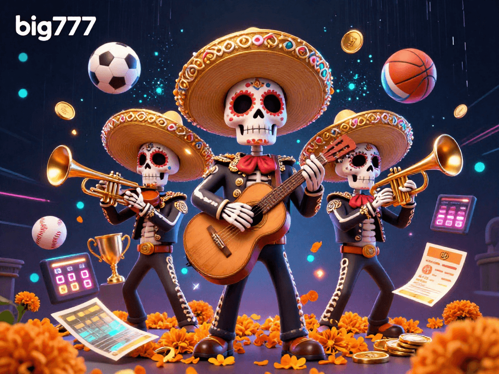 Experience thrilling gameplay with big777, featuring a colorful marichi band amidst vibrant casino elements.