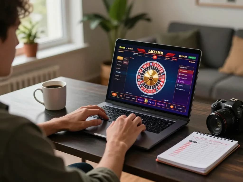 Engaging online gaming at home with rik vip, showcasing a player enjoying a roulette game.