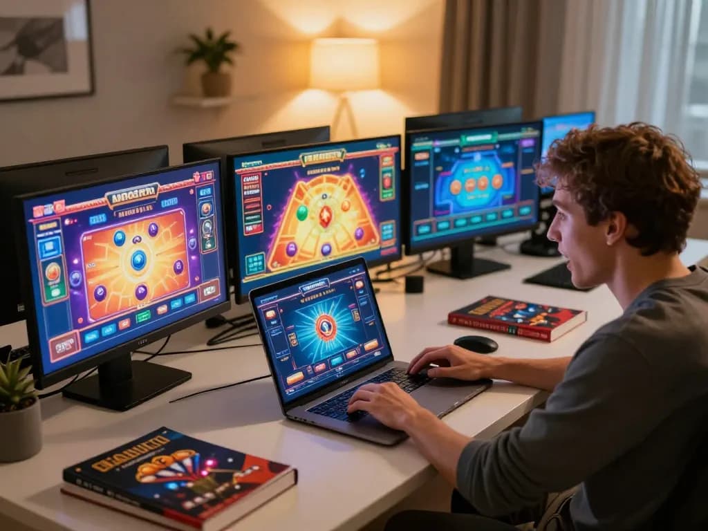 Engaging in strategic online gaming with vipwin in a cozy home office setting.