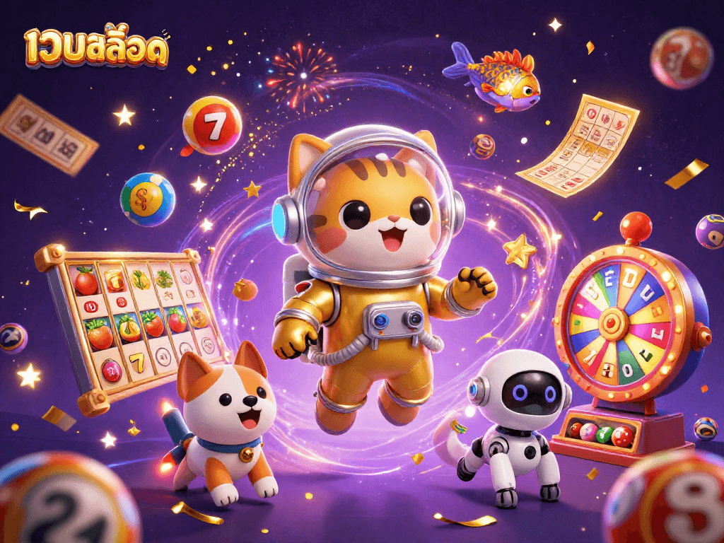 Play thrilling เว็บสล็อต games with vibrant slot reels and dynamic prizes in a festive atmosphere.