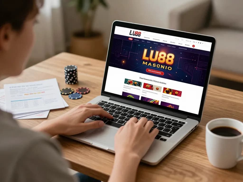 Player enjoying online gaming at LU88 with strategic notes and cozy setup