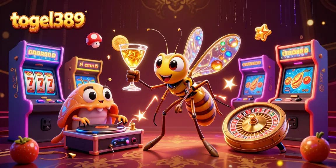 Experience thrilling gameplay at togel389 with lively 3D characters and dynamic slot elements in a vibrant casino scene.