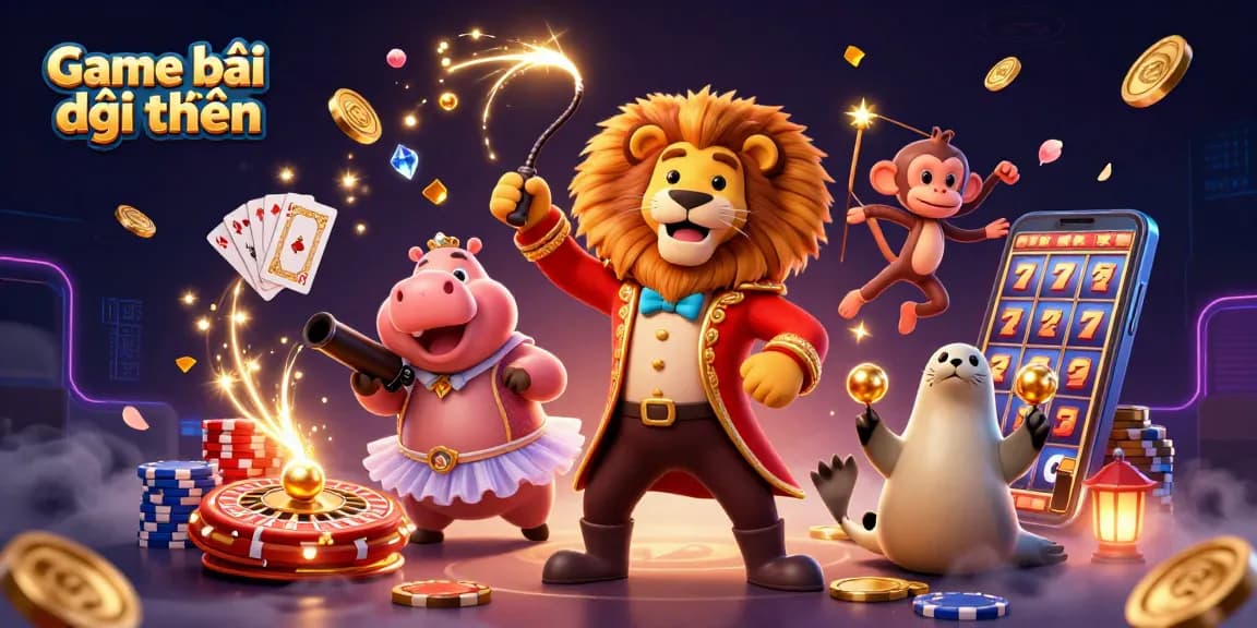 Engaging illustration of Game bài đổi thưởng featuring lively characters and gambling elements.