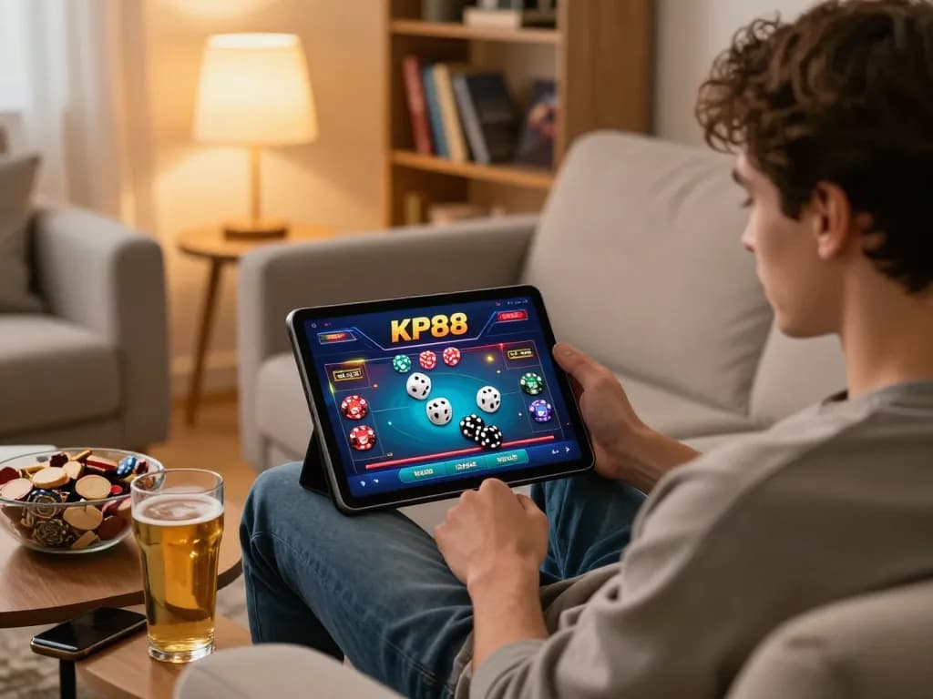 KP88 app displayed on tablet during an engaging online gaming session at home.