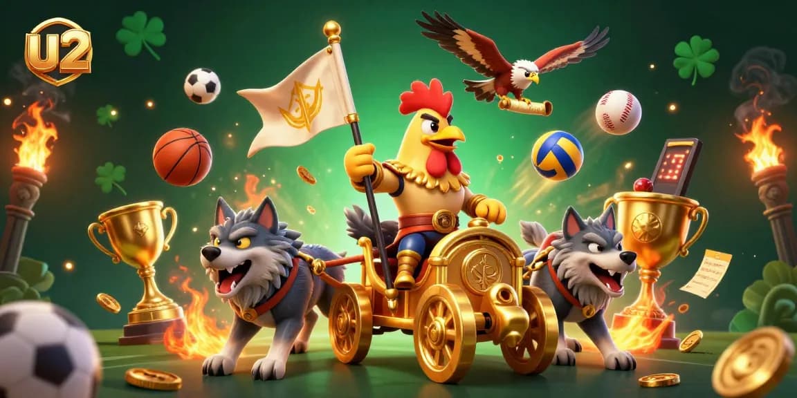 Bet on u2 with vibrant casino themes featuring dynamic sports elements and golden trophies.