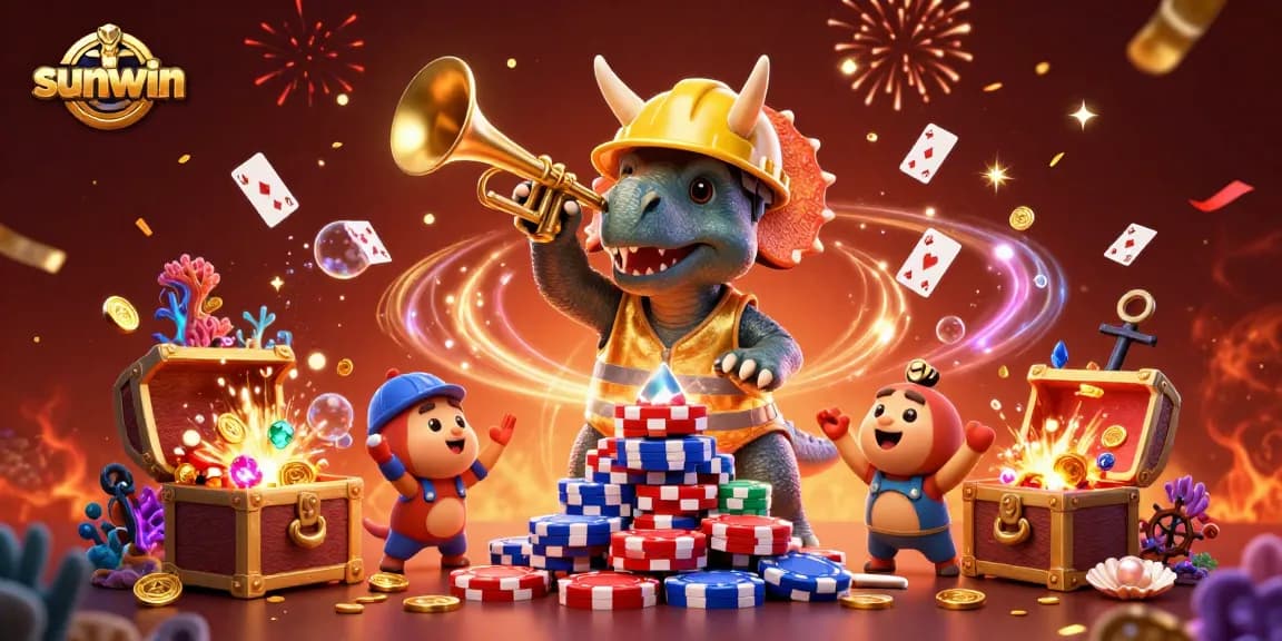 Experience thrilling gameplay at sunwin with vibrant casino characters and lively atmosphere.