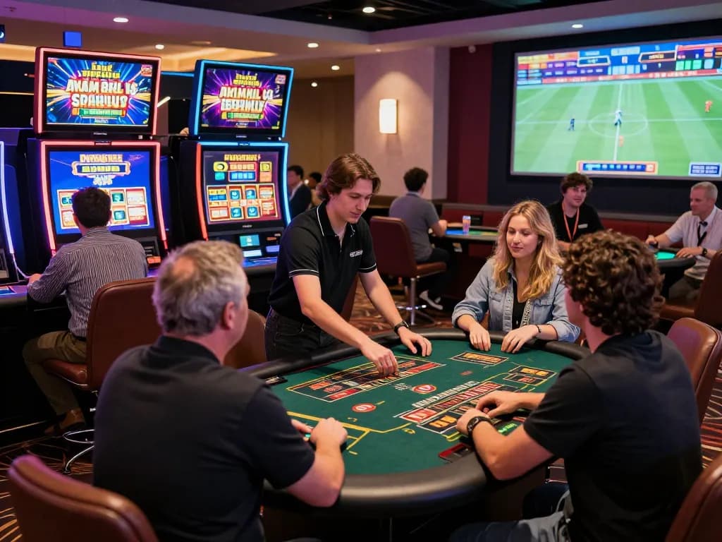 Engaging scene at https://rr99.it.com/ showcasing players enjoying various games in a vibrant online casino atmosphere.