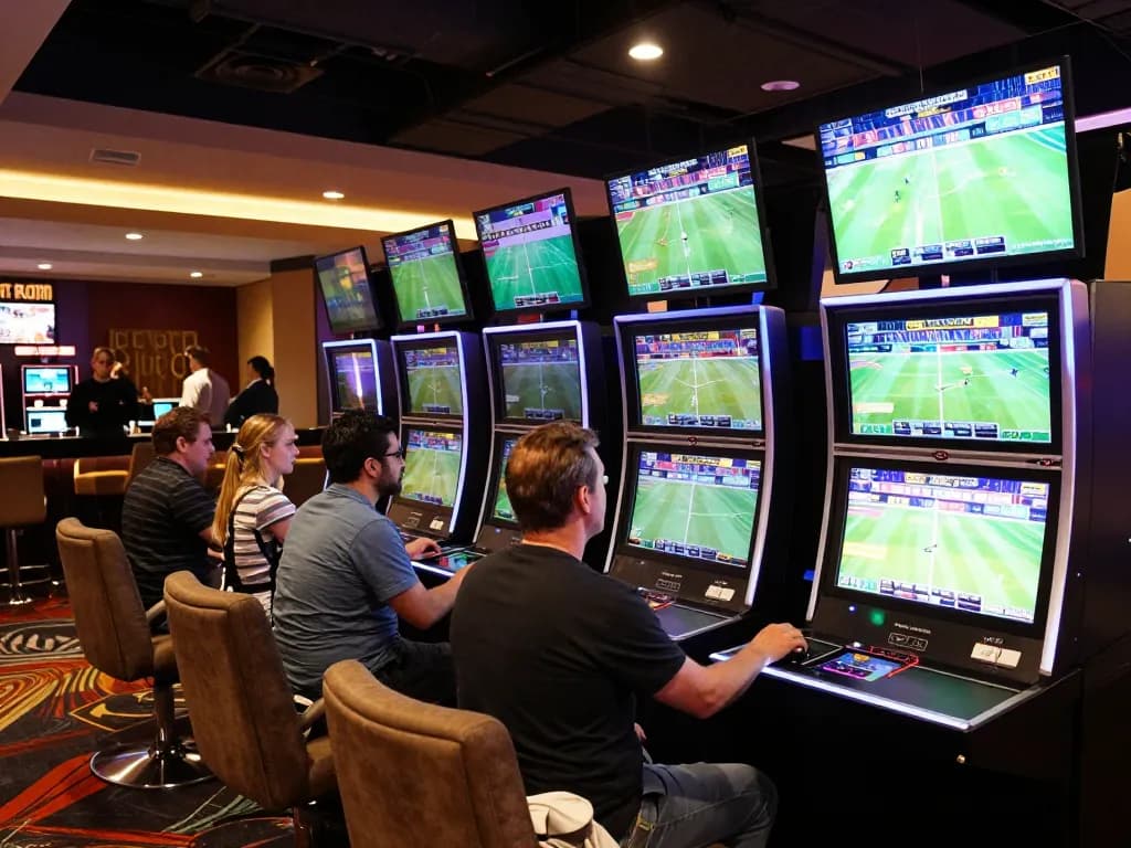 Engage in thrilling sports betting at RR88 with immersive screens and enthusiastic players