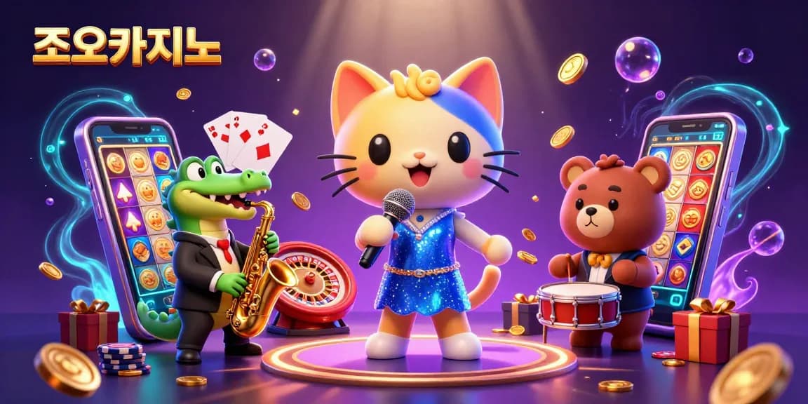 Experience the excitement of 조이카지노 with vibrant gaming scenes featuring various casino elements.