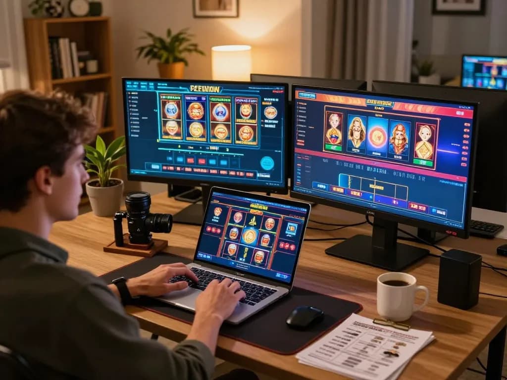 Player engaging in online gaming at home, exploring slot depo 5k options and strategies