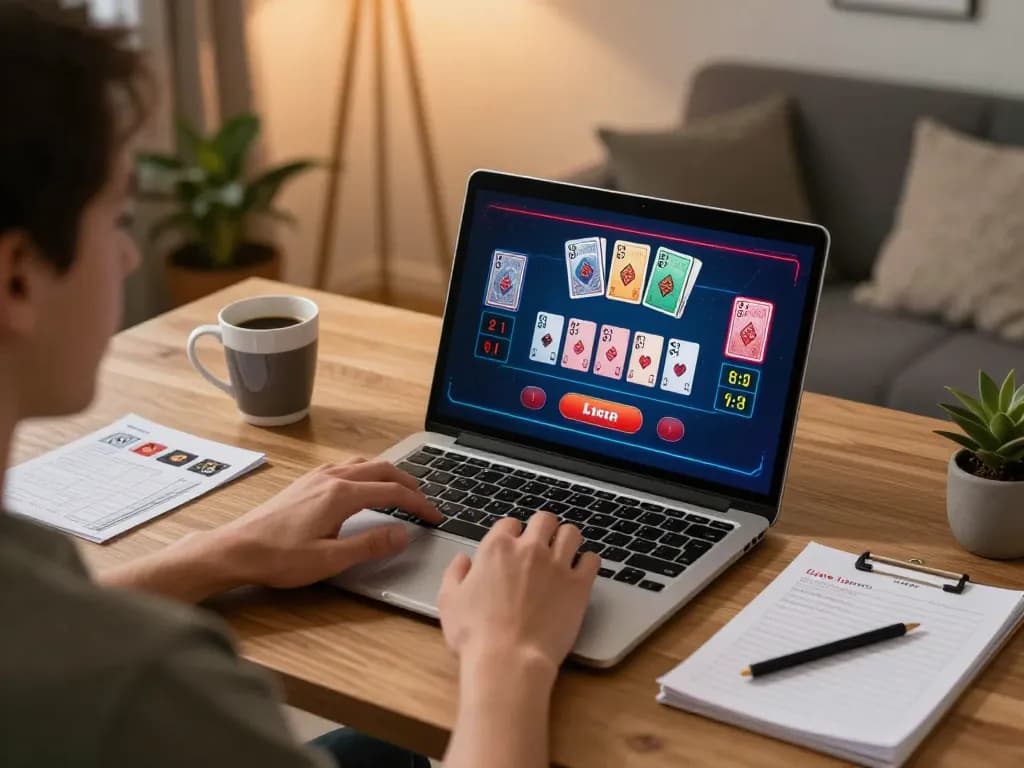 Engaging in online blackjack at home with kuwinfi in a cozy and strategic setup.