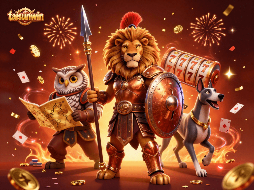 Engage with the dynamic world of taisunwin while experiencing thrilling casino adventures featuring majestic characters and festive elements.