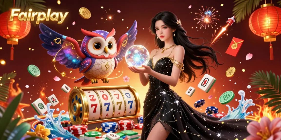 Engage with Fairplay's thrilling casino experience featuring vibrant slot machines and enchanting characters.