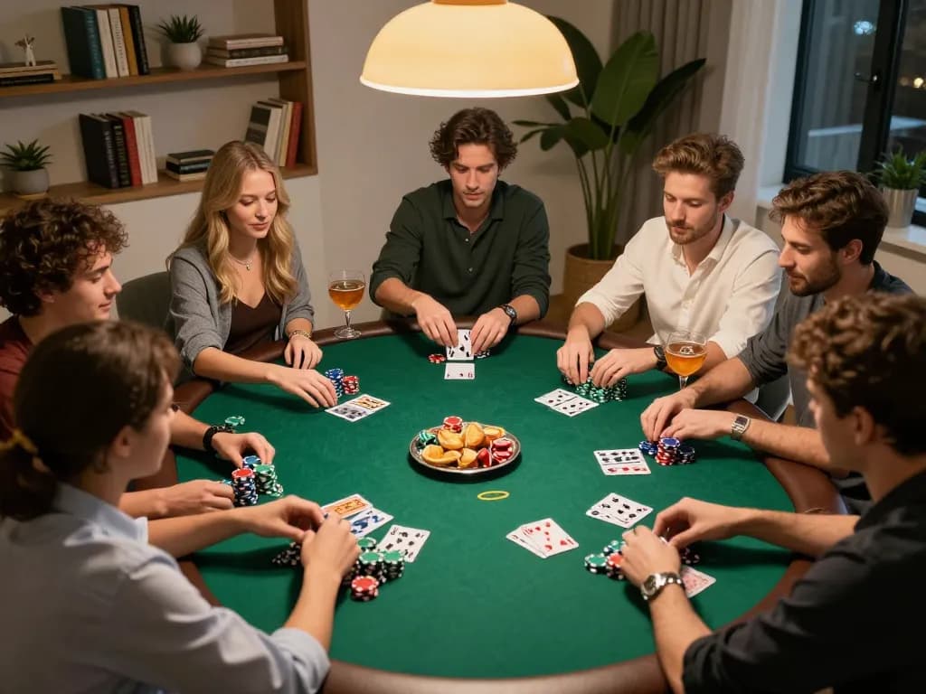Participants enjoy a friendly game night while exploring South African Online Casinos in their living room.