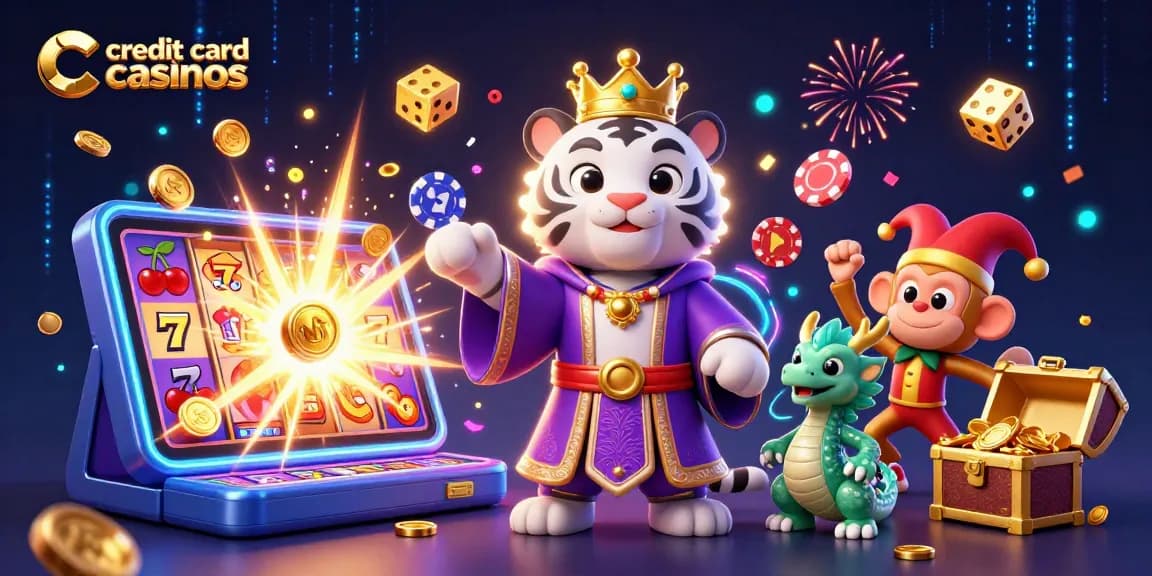 Experience thrilling action at credit card casinos with vibrant characters and exciting game elements.